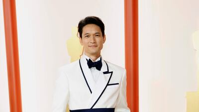 Harry Shum Jr wears Adeam. Getty Images