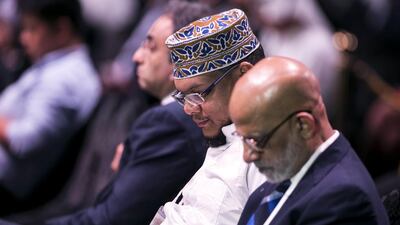 Audience members attend the second plenary Session of the Global Islamic Economy Summit 2016, “Philanthropy in the Muslim world: harnessing the abundance of under utilised capital for social development.” Reem Mohammed / The National