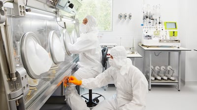 Work at the Zayed Centre for Research into Rare Disease in Children in London. Getty Images