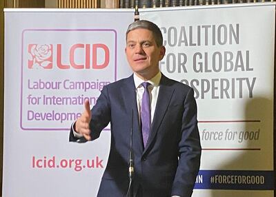 David Miliband speaks at an international aid event. Thomas Harding / The National