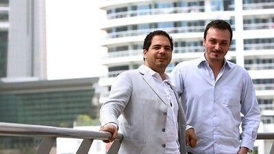 Mazen Hawwa, left, and Richard Naddaf, the owners of Richy's, a salad takeaway and delivery shop in Dubai. Satish Kumar / The National