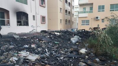A fire broke out in a residential area of Al Jurf in Ajman on Sunday. Rezan Oueiti / The National