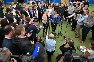 Sinn Fein northern leader Michelle O'Neill and Mary Lou McDonald, Sinn Fein leader hold a press conference after the vote. Getty