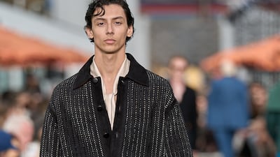 A bomber jacket knitted from suede and nubuck was part of the Zegna spring/summer 2027 collection shown in Malibu. Photo: Zegna