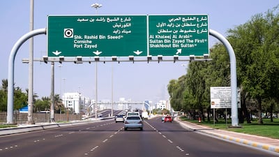 Sheikh Rashid Bin Saeed Street in Abu Dhabi. Victor Besa / The National