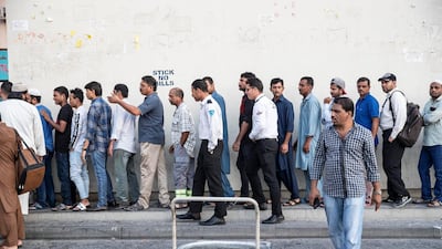 Iftar meals distributed at the New Fatima Mosque adjacent to the Al Ghubaiba Bus Station in Bur Dubai. Antonie Robertson / The National