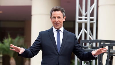 Host Seth Meyers rolls out the red carpet during the 75th Annual Golden Globe Awards Preview Day at the Beverly Hilton Hotel. Valerie Macon / AFP Photo