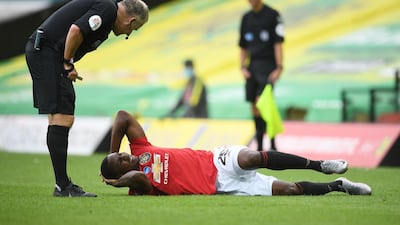 United's Odion Ighalo after picking up a knock. Reuterts