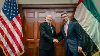 Sheikh Abdullah with Howard Lutnick, US Secretary of Commerce. Wam