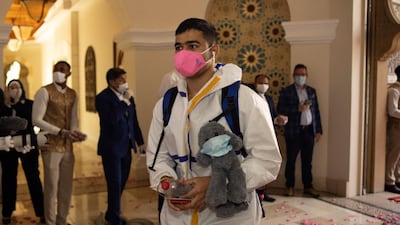 Rajasthan Royals player Riyan Parag at the team hotel in Dubai after arriving in the UAE on Thursday for IPL 2020. Courtesy Rajasthan Royals twitter / @rajasthanroyals