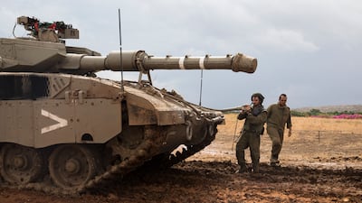 Israeli tanks are readied for a potential ground assault on Gaza. Getty Images