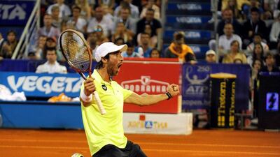 Uruguay's Pablo Cuevas celebrates his win at the ATP Croatian Open on Sunday over Tommy Robredo of Spain. AFP Photo / July 27, 2014