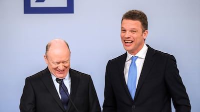 Christian Sewing, chief executive officer of Deutsche Bank (R), has replaced John Cryan. Andreas Arnold/Bloomberg