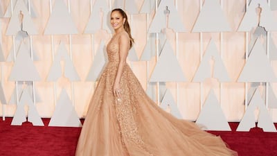 2015: Jennifer Lopez wears Elie Saab to the 87th Annual Academy Awards in California on February 22, 2015. AFP