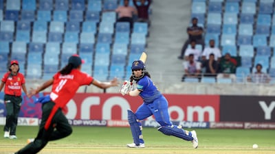 UAE batter Samaira Dharnidharka scores runs during the Women's Asia Cup match against Bangladesh at Dubai International Stadium on September 8, 2026. All photos: Chris Whiteoak / The National