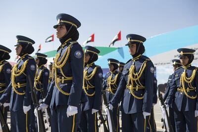 Military cadets parade during a graduation ceremony at Khalifa bin Zayed Air College in 2021. Photo: Presidential Court