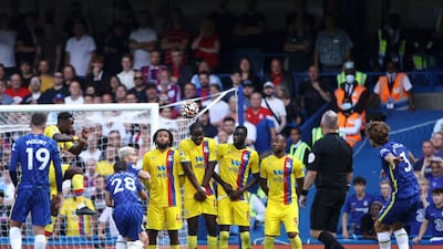 Marcos Alonso fires home a free-kick to put Chelsea in front.