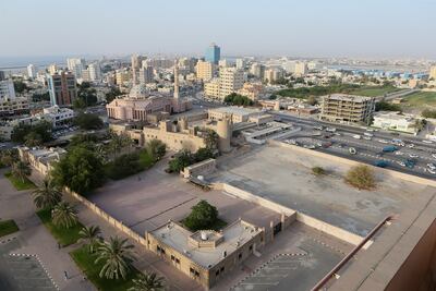 An aerial view of the Ajman Museum area in 2015. The emirate has announced it will be developing the cultural centre. Sarah Dea / The National