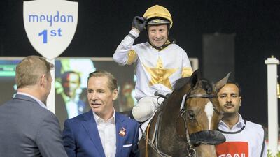 Tadhg O'Shea is chasing a third successive UAE jockey's title when the horse racing season kicks off at Meydan. Erika Rasmussen for The National