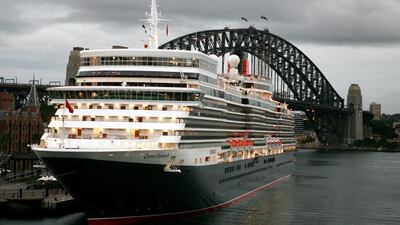 The Queen Elizabeth ocean liner, docked here in Sydney in 2011, will make her first visit to Abu Dhabi as part of a world cruise. Matt Blyth / Getty Images