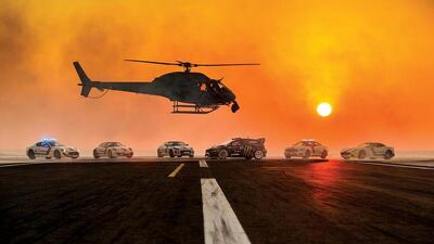 A helicopter was used to film some of Block’s stunts around Dubai.