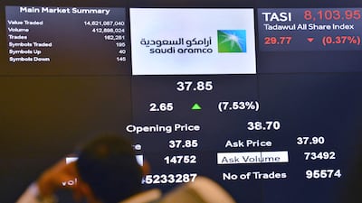 Aramco's second-quarter net profit sharply boosted the aggregate income of Tadawul-listed companies. AFP