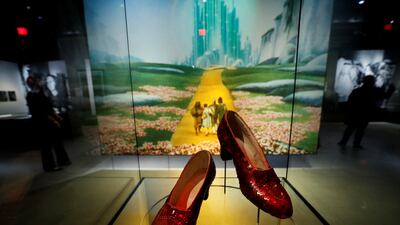 Costumes from 'The Wizard of Oz' to 'The Wiz' are on display, including Dorothy’s ruby slippers. Reuters