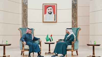 Sheikh Abdullah bin Zayed, Minister of Foreign Affairs and International Co-operation, receives Saudi Foreign Minister Prince Faisal bin Farhan in Abu Dhabi. Wam