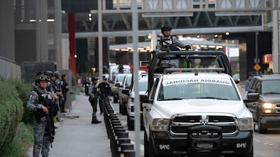 National Guard officers guard the Tijuana International Airport. AFP