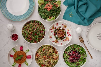 Derwandi serves Lebanese dishes, including an array of salads. Photo: Derwandi