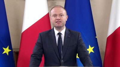 Malta's Prime Minister Joseph Muscat announces the first arrests in the murder of investigative journalist Daphne Caruana Galizia. (AP Photo)