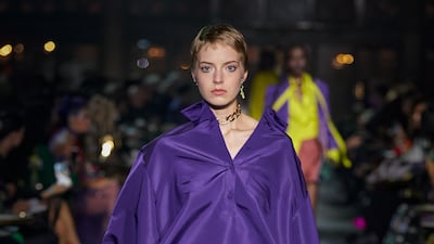 All-in-one shirt, cape and dress at the Valentino spring/summer 2022 show