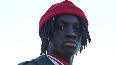 Look 4: Pair a a red beanie with blue, black or white-dominated ensembles. Photo: Enrico Labriola