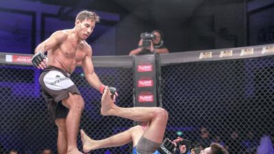 Alex Martinez, right, during his super lightweight bout against Anas Siraj Mounir.