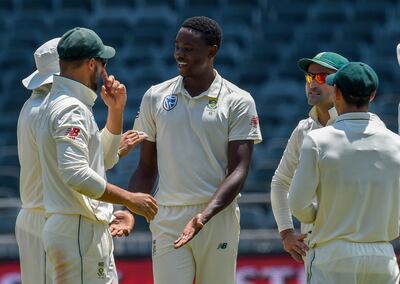 South Africa's Kagiso Rabada, centre, came second in both the cricketer of the year category and the Test player of the year. Christiaan Kotze / AP Photo
