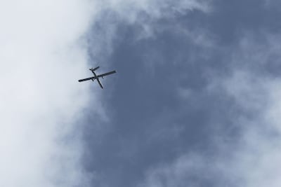 An Israeli drone circles over Beirut on October 21. AFP