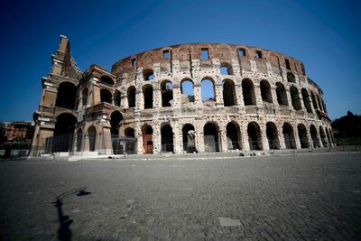 A deserted area at the normally packed Coliseum monument in Rome. AFP