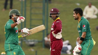 Babar Azam, right, scored his third successive century as Pakistan completed a 3-0 series whitewash against the West Indies. Karim Sahib / AFP