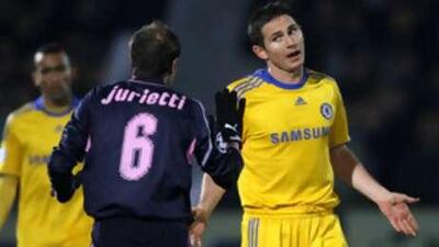 Chelsea's Frank Lampard, right, during the 1-1 draw with Bordeaux.