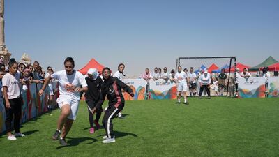 TheLet Gaza Live team plays against the Plastiquas team in the GGWCup semi final. Amy McConaghy / The National