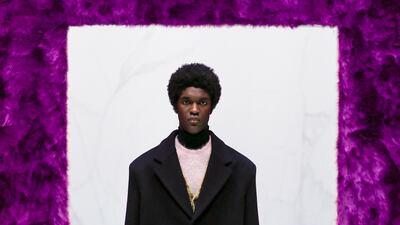 A knitted long john was the basis for every look at Prada for autumn / winter 2021. Courtesy Prada