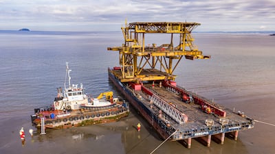 See Monster, a decommissioned North Sea offshore platform that is set to become one of the UK's largest public art installations, arrives in Weston-super-Mare, in North Somerset. All photos: PA