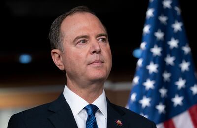 House Intelligence Committee Chairman Adam Schiff, listens at a news conference with Speaker of the House Nancy Pelosi, as House Democrats move ahead in the impeachment inquiry of President Donald Trump, at the Capitol in Washington, Wednesday, October 2, 2019. AP Photo/J. Scott Applewhite