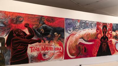 Robyn Kahukiwa’s Tihe Mauri Ora was produced as part of an ancestral meeting house created by the Maori women’s art collective Haeata