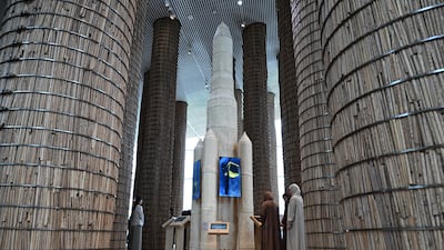 It reinterprets 'areesh' – traditional Emirati vernacular architecture – by integrating agricultural date palm waste with masterful Japanese woodwork techniques. Photo: Wam