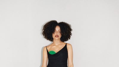 A long dress shows of flash of colour at the neckline, for Bottega Veneta's pre-autumn 2021, Wardrobe 2. Courtesy Bottega Veneta