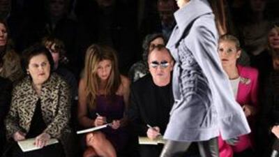 Suzy Menkes with Nina Garcia, Michael Kors and Heidi Klum at the Project Runway fall 2009 fashion show in New York.