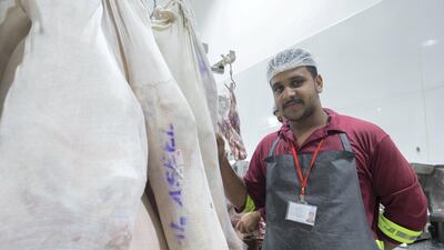Sulaiman Abdulla: Indian vendor Sulaiman Abdulla, who works in the meat section, has been working and living in Dubai for 35 years. He speaks candidly about his struggles, in particular how he worries about the “high rent and expenses we have to pay” at the market, which cost more than they used to, he says. But he doesn’t let any of that get in the way of providing his customers with great service, he adds. Leslie Pableo / The National