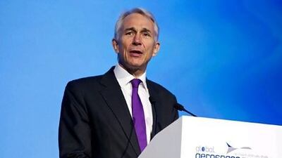 IATA Director General and CEO Tony Tyler delivers the state of the industry address during the Global Aerospace Summit at the St Regis Saadiyat Island Resort in Abu Dhabi on April 16, 2012. Christopher Pike / The National