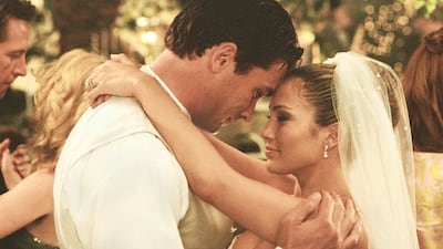 In the 2002 film 'Enough', Lopez wore a strapless gown to marry a man (Billy Campbell) who turns out to be dangerous. Photo: Columbia Pictures